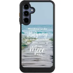 Nivocase Hülle für Samsung Galaxy A16 5G Handyhülle NIVOcore Case Schwarz Statement Strand Spruch (Samsung Galaxy A16 5G), Smartphone Hülle, Schwarz