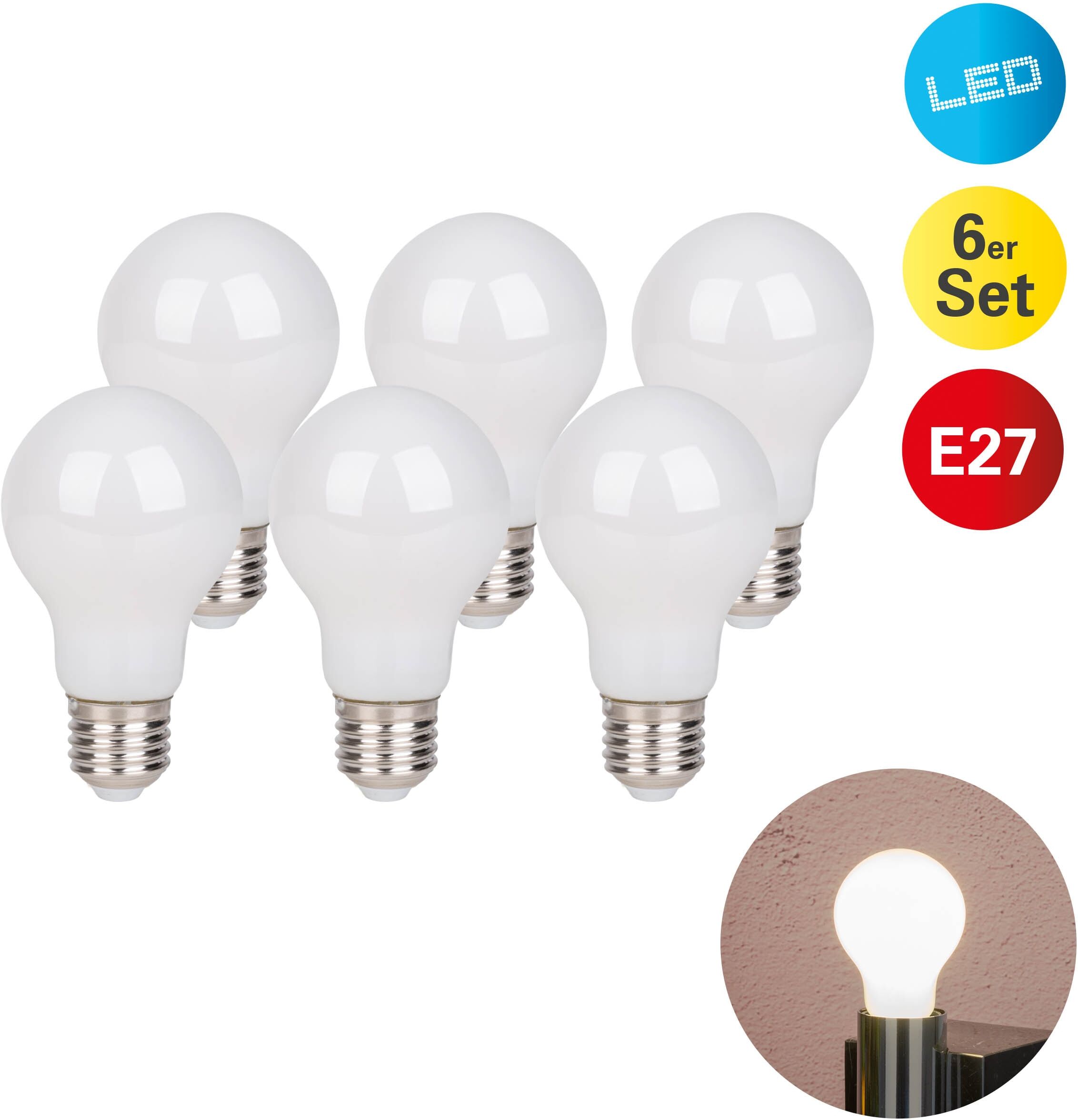 NÄVE LED-Leuchtmittel "Bobs", Energieeffizienz: F (A-G), transparent, L:10,8cm Ø:6cm, Leuchtmittel, LED 6er Set, Leuchtmittel,6xE27total8,3W, nicht dimmbar
