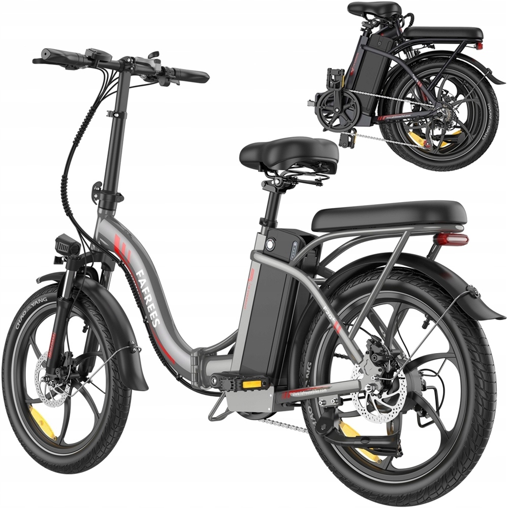 E-Bike 20 Zoll Faltbares Elektrofahrrad Klappfahrrad 20*3.0 Fat Tire klappbar Mountainbike Trekking-E-Bike 250W 20AH 25KM/H Grau