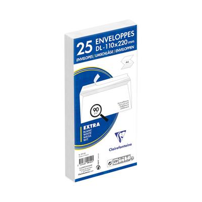 Clairefontaine 500x Umschläge haftklebend 110x220mm/DL, 90g - Weiß 9915C