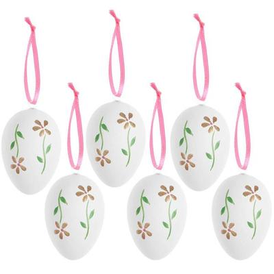 Deko-Eier Set, Weiß/Gold, 6 Stück, 6 x 4cm
