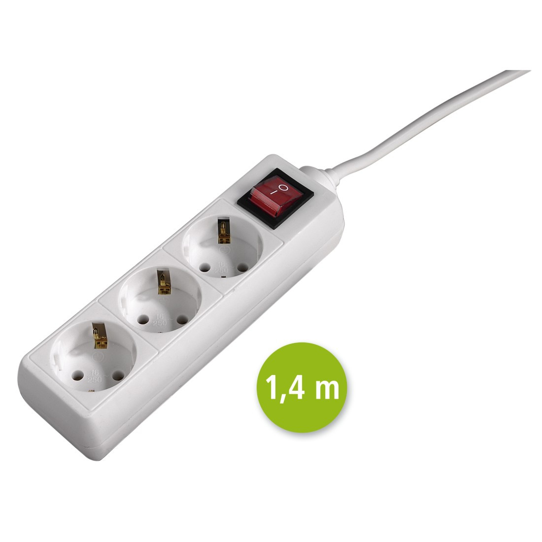 Hama 3-voudige stekkerdoos met schakelaar, 1,4 m, wit