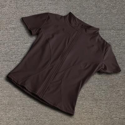 Uplifted Goods Waist Slimming Zip Up Top For Women Lightweight And Quick Dry chocolate xxl