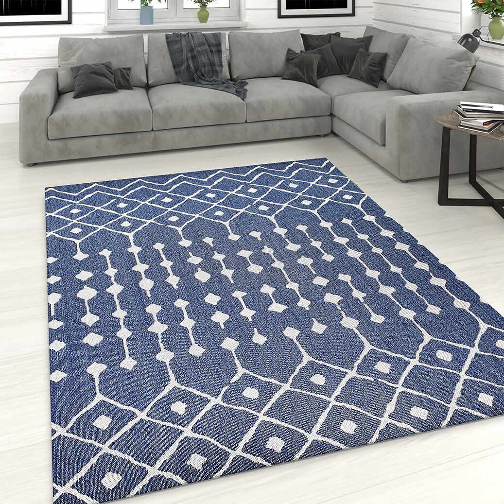 World Menagerie Crouse Moroccan Cotton Area Rug Navy Rectangle 153 x 230cm