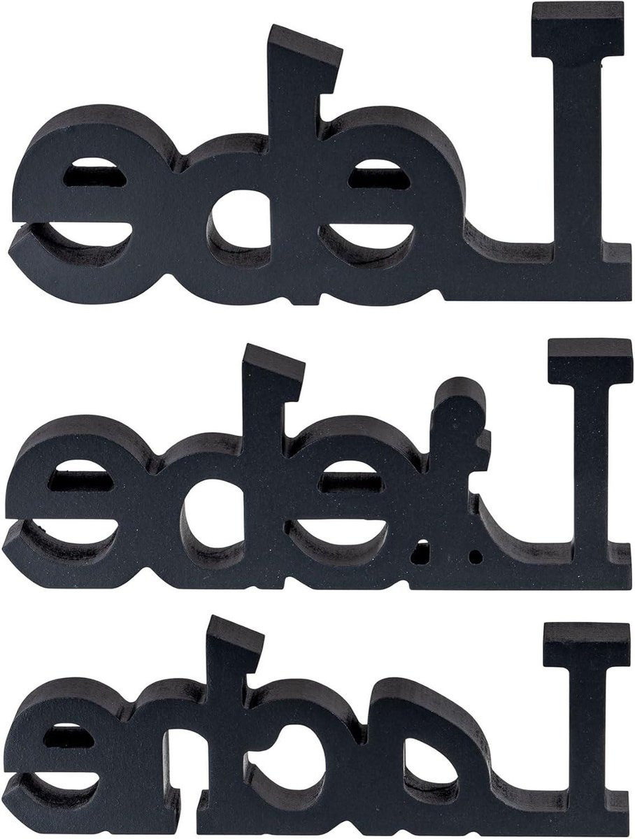 Decoratieve Letters Woorden Set met Positieve Boodschap - 3 Delig - Zwart