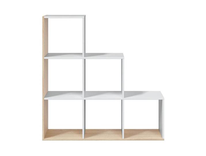 Calicosy Bücherregal Treppe 6 Fächer Step - H110 cm, Weiß, Holzwerkstoff, 28x110x108 cm, Wohnzimmer, Regal, Bücherregale