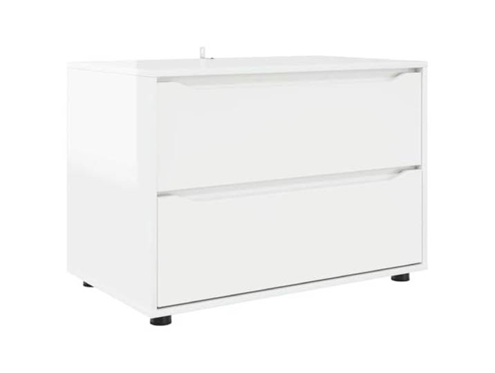 Favemtsl Aufbewahrungsschrank Hochglanz Weiß 80 x 48 x 57 cm Kompakter Kommodenschrank mit 2 sanften Schubladen für Ihr Wohnzimmer und Schlafzimmer mit verstellbarer Höhe.