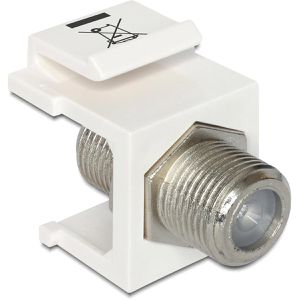 DeLock Keystone-Modul 86300, weiß, F-Buchse, für Koaxial- und Modemkabel, Kunststoff