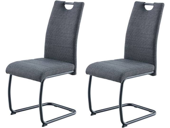 Freischwinger HELA FLORENZ , grau (anthrazit, schwarz, schwarz, anthrazit), B:43cm H:97,5cm T:61cm, Metall, Polyester, Stoff, Stühle, Freischwinger, Rundrohrgestell Matching Colour, gepolstert, mit Griff