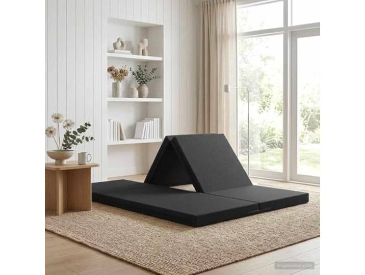 KTHLBRH Klappsofa Bett 140x67x15 cm Schwarz mit Polyesterbezug 100% Polyester, umwandelbarer Mechanismus, abnehmbarer Bezug, Schaumstofffüllung, platzsparendes Design