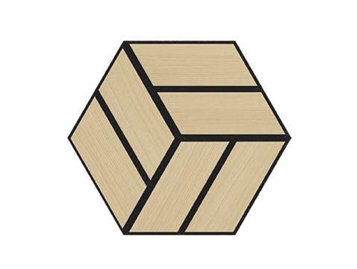 Hexagon Akustikpaneele Set 6 Stück je 300x260x18mm - 0,468 m² - Echtholz-Furnier (Eiche) & Akustik-Filz (Schwarz) Wandverkleidung, Geräuschunterdrückung, Schalldämmung, Akustikpaneel, Farbe