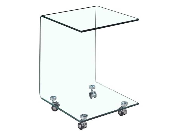 Meubletmoi - Quadratischer Glas-Beistelltisch - Endtisch aus transparentem Glas auf Rollen - Moderne Atmosphäre - Ice
