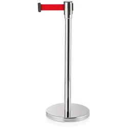 2x Abgrenzungspfosten Gurtband integriert 2 Meter rot Ecoflex Hochglanzpoliert