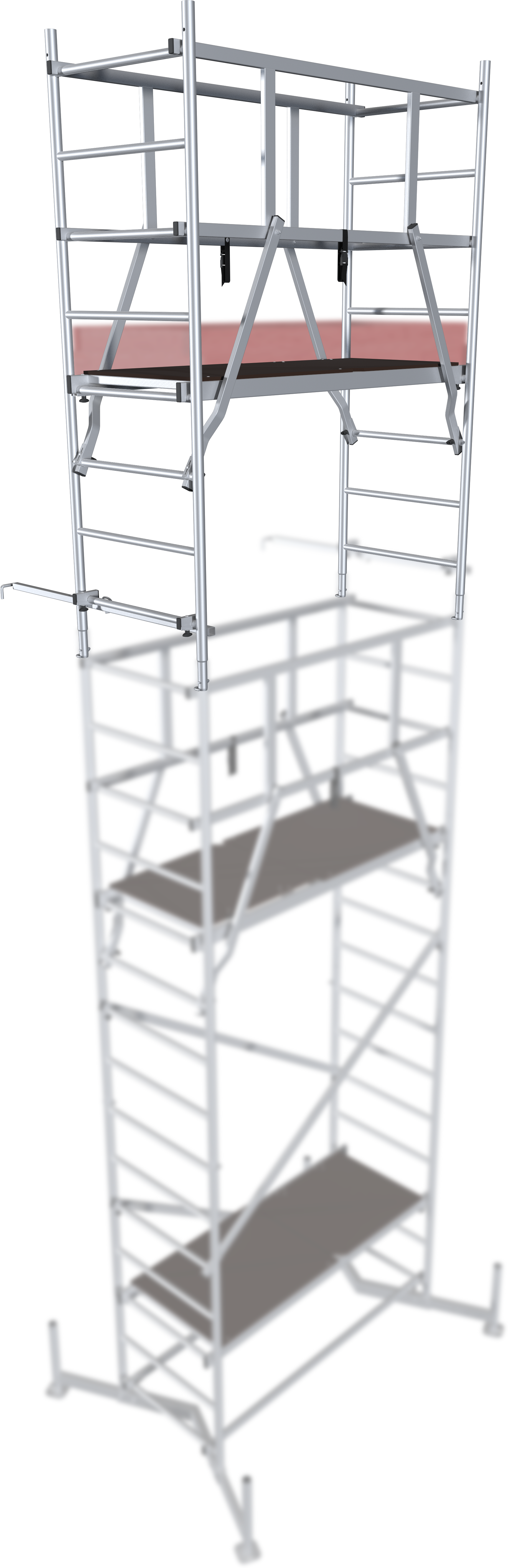 Arbeitsgerüst KRAUSE "ClimTec System 2. Aufstockung", grau (aluminiumfarben), B:145cm H:195cm L:195cm, Aluminium, Gerüste, nur in Verbindung mit ClimTec System Grundgerüst + 1. Aufstockung