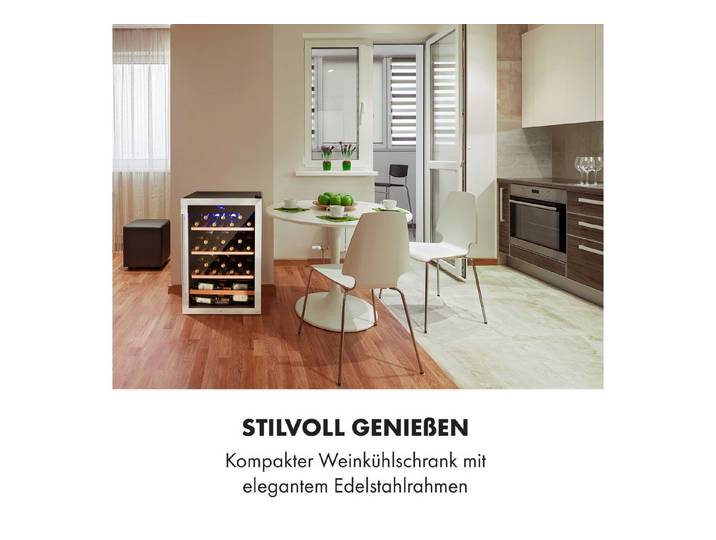 Klarstein Weinkühlschrank Vinamour 48 bottle Uno, für 48 Standardflaschen á 0,75l,Wein Flaschenkühlschrank Weintemperierschrank Weinschrank Kühlschrank