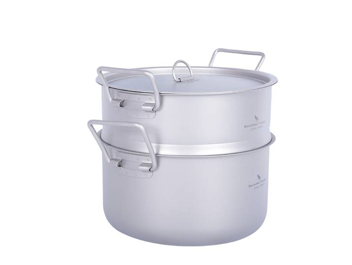 Boundless Voyage – cuiseur vapeur léger en titane, ensemble de cuisine pour Camping, randonnée, pique-nique, cuisine, grande capacité 2,2 l + 2l