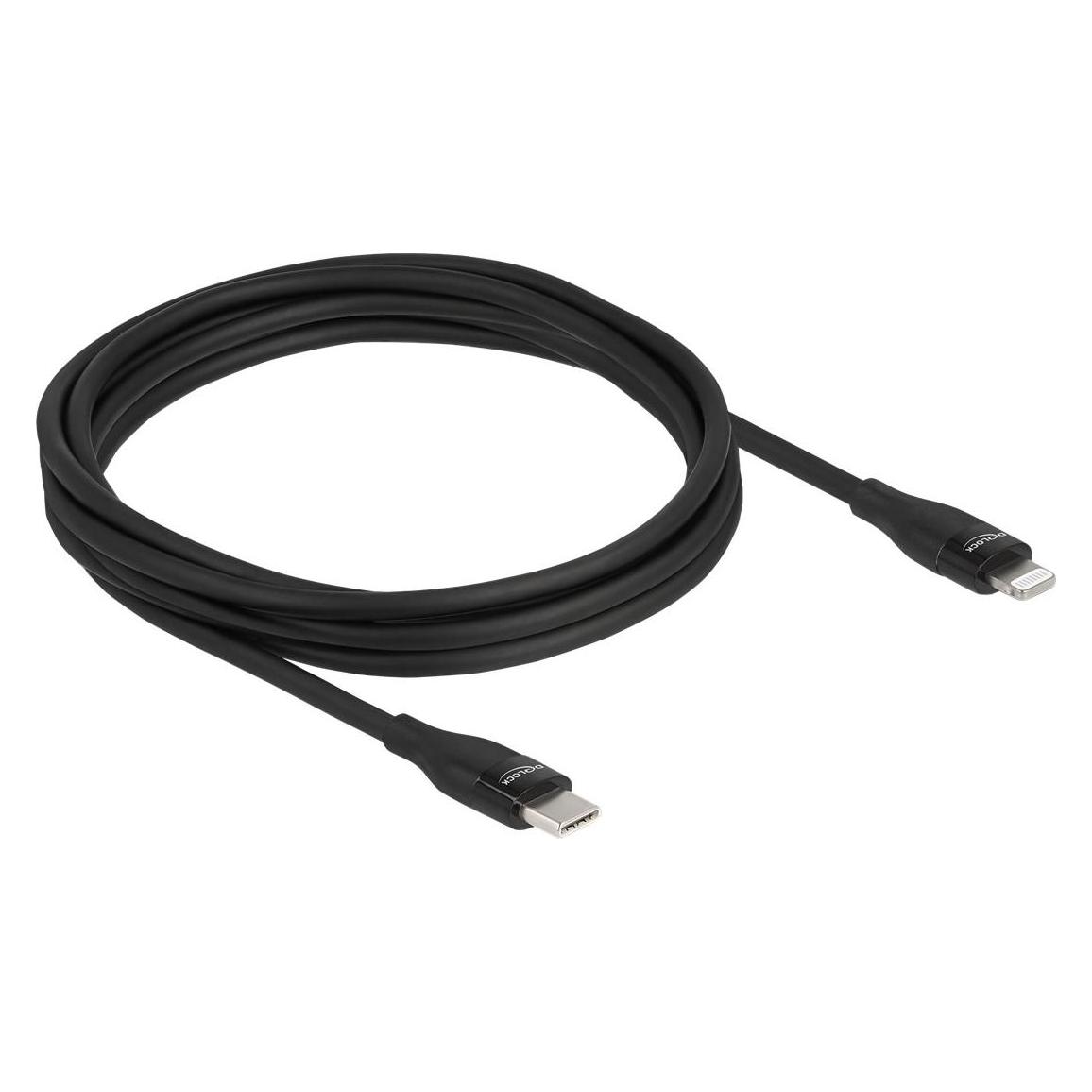 Delock USB-Kabel USB C - Lightning 2 m, Schwarz (2 m, USB 2.0) (86638)
