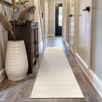 World Rug Gallery Vertical Dash Power Loomed Soft Shag High-Low Indoor Area Rug