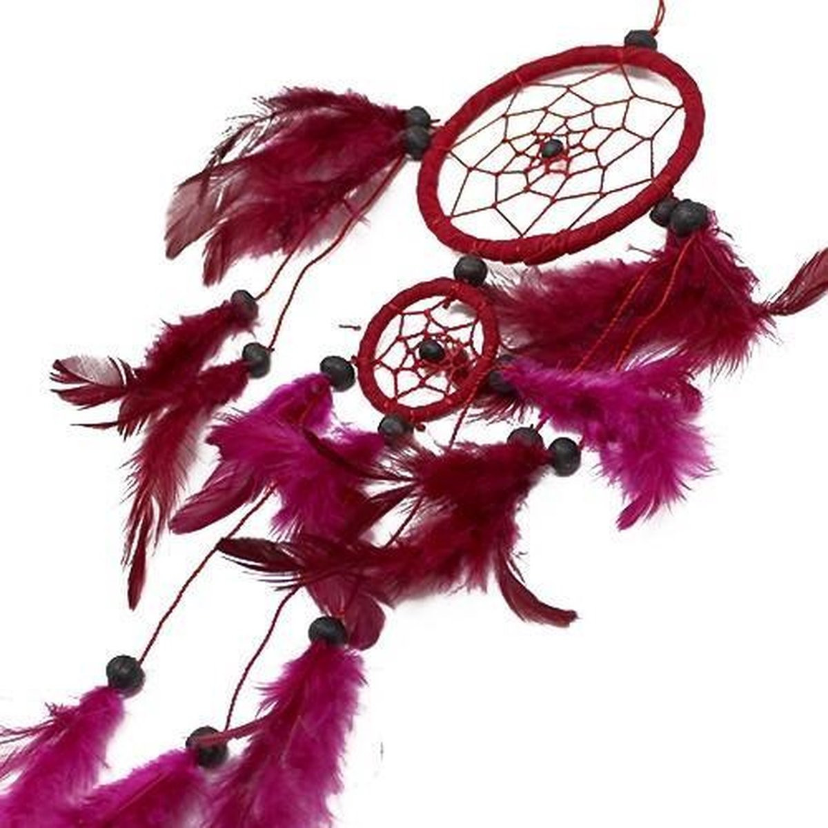 Ancient Wisdom Set van 3 Bali Dreamcatchers - Middelgroot Rond - Zwart/Wit/Rood