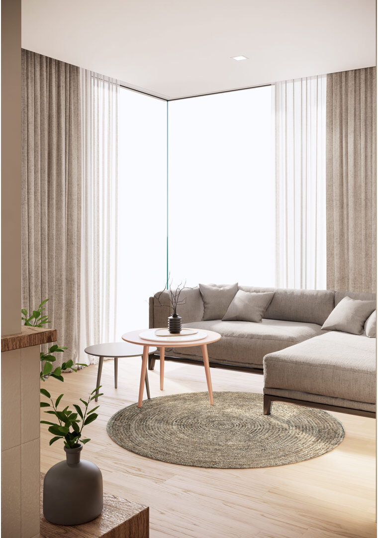 Highland Dunes Helston Machine Woven Beige Indoor Rug Beige Round 150cm
