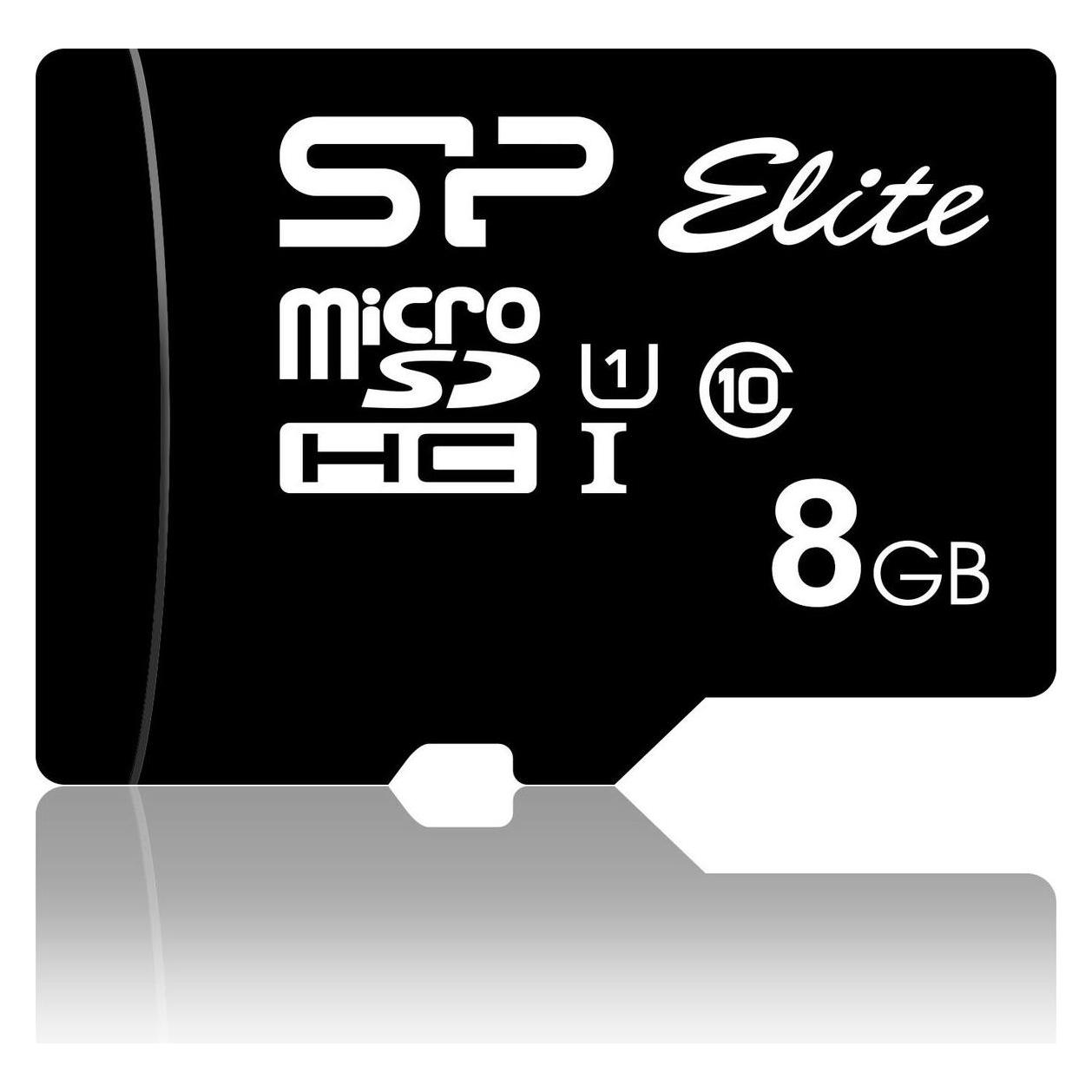 Silicon Power Elite UHS-I 8GB microSDHC Ad. (8 GB, microSDHC, U1, UHS-I) (SP008GBSTHBU1V10SP)
