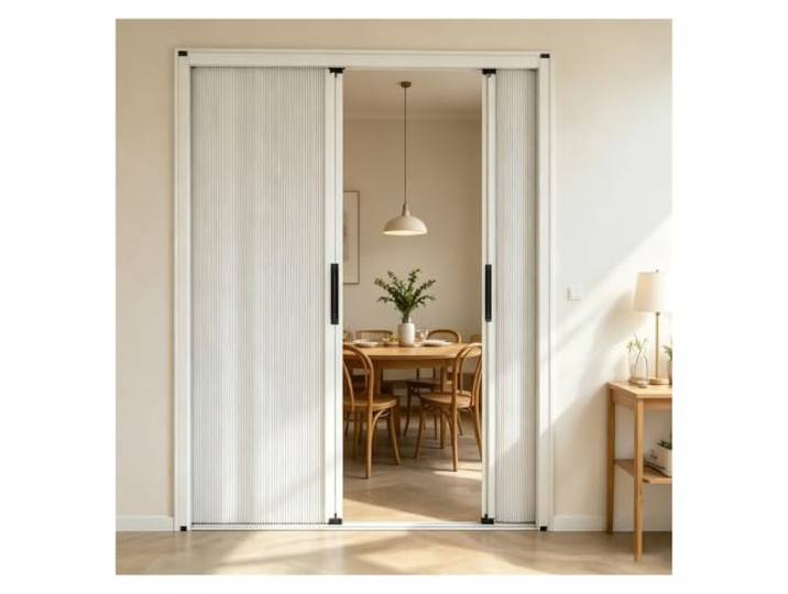Custom Size Honeycomb Accordion Door for Interior Kitchen Bedroom Closet, Aluminum Frame Folding Sliding Room Divider, No Drill Partition Door Kit