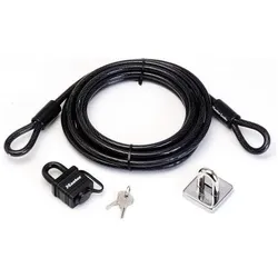 Master Lock, Vorhängeschloss, Sicherheits-Kabelset m.Vorhangschloss +Anker, Kabel 10mmx4,5m Schloss 40mm