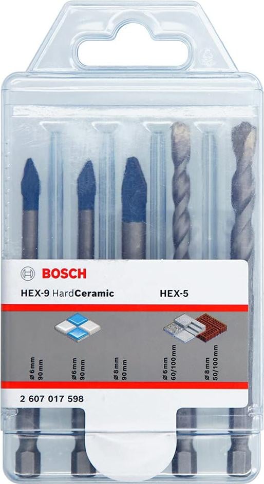 Bosch HEX-9 HardCeramic + HEX-5 boorset voor harde tegels en beton