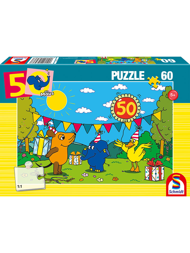 Schmidt Spiele 60tlg. Puzzle "Alles Liebe zum Geburtstag, 50. Geburtstag Elefant" - ab 5 Jahren - onesize