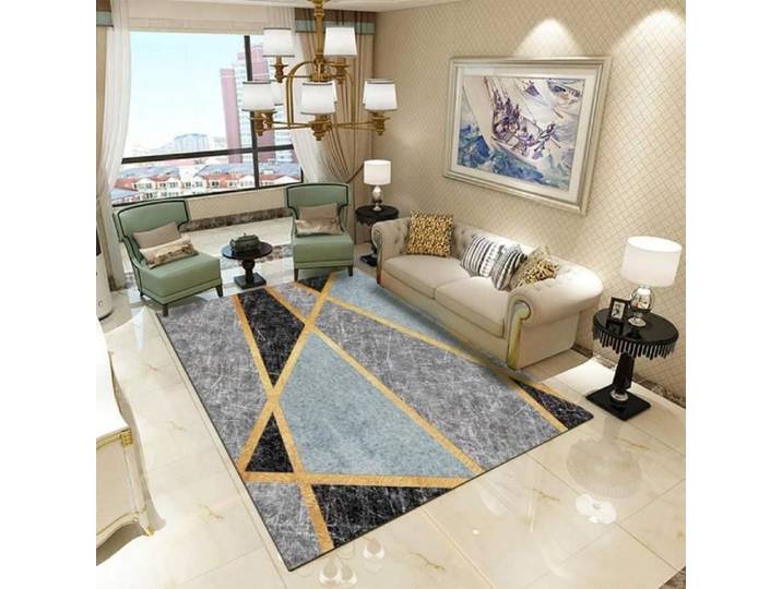 Tapis Salon - Grande Taille - Gris - Synthétique - Naturel