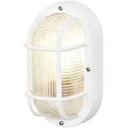 OSRAM Bulkhead Essential Oval E27 Wandleuchte & Deckenleuchte, Weiß, IP44, Schutzkorb, max. 10 W LED