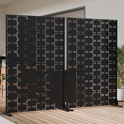 Lirago "2-Pack Outdoor Privacy Screen Metal Cutout Privacy Fence Panels Weather-Resistant Freestanding Dividers - 72""H x 94""W"