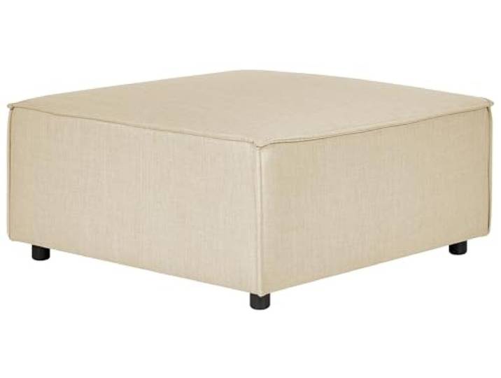 Beliani Ottomane Leinen beige quadratisch Fußhocker mit niedrigen Beinen modern Aprica