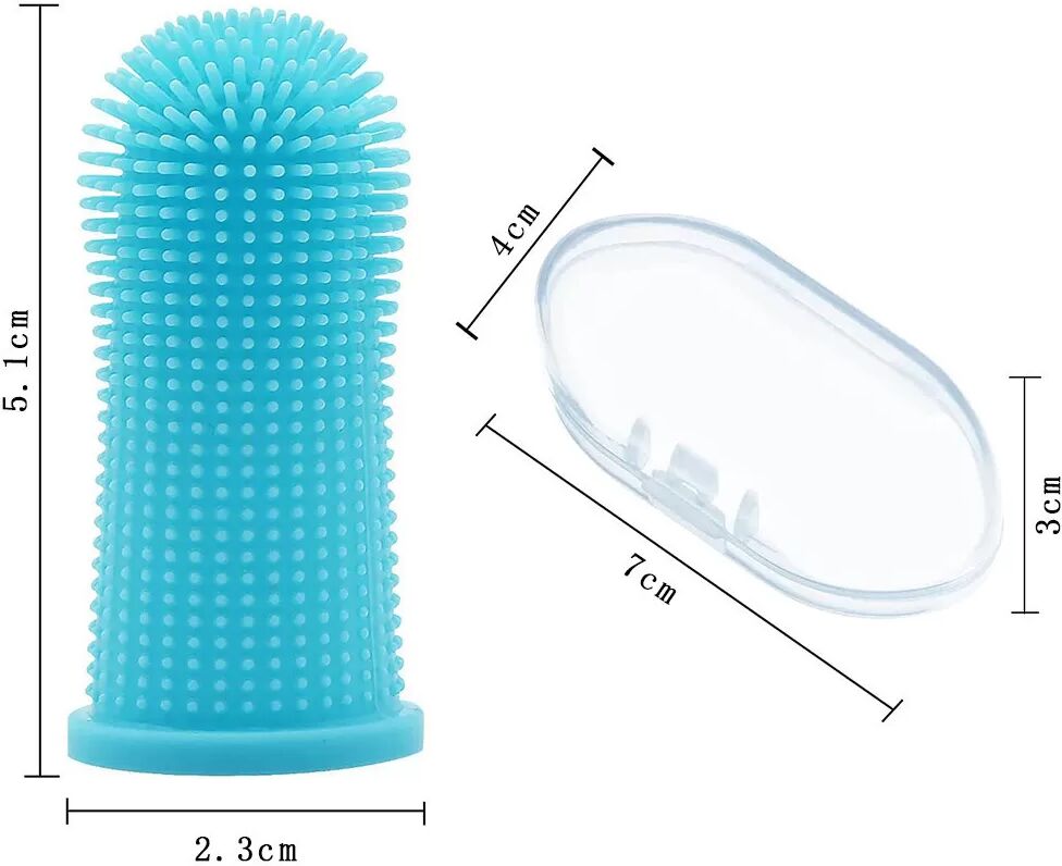 INF Brosse à dents pour animaux de compagnie, brosse à poils en silicone Bleu