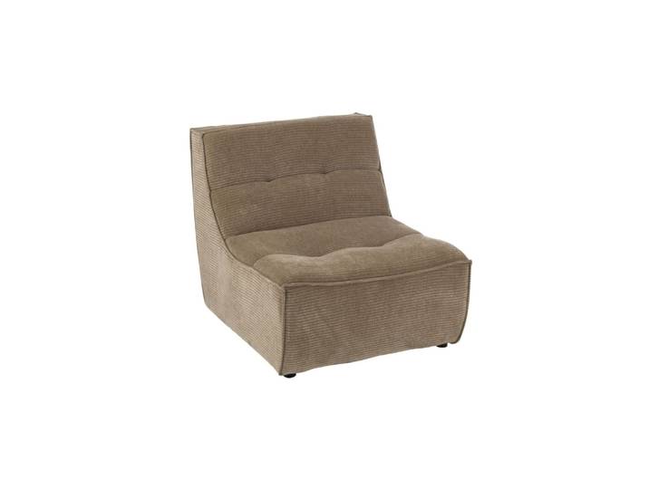 Fauteuil chauffeuse lounge en velours côtelé taupe