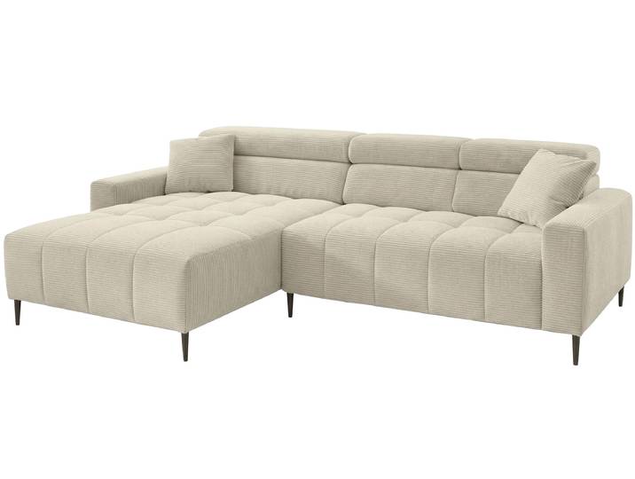 Ecksofa Simple mit Funktionen Cord Beige