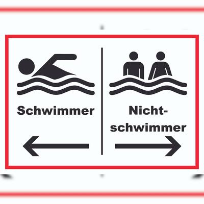 HB-Druck Schwimmer Nichtschwimmer Schild A3 (297x420mm)