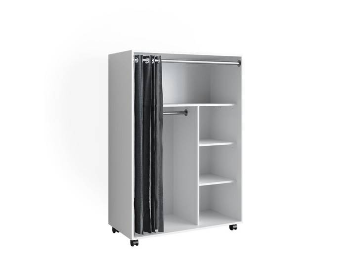 Vicco Kleiderschrank Doros Weiß 100 x 146.6 cm offen, mit Rollen, Holzwerkstoff, 5 Fächer, Rechteckig, 100x146.6x50 cm, Baby- und Kindermöbel, Kinderzimmer & Jugendzimmer