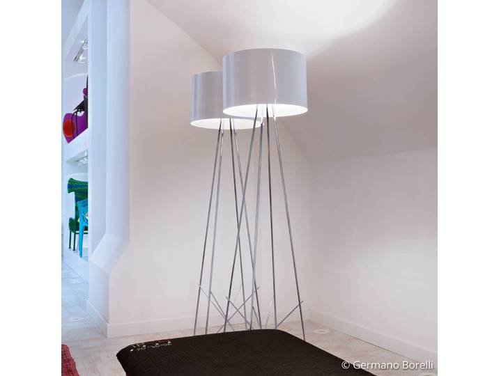 Ray F2 Stehleuchte Glas - Flos - Wohnzimmer - Design - Metall - Mit Schirm