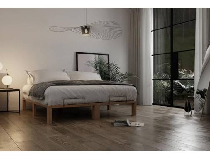 Gigapur G56 Doppelbett 140x200 cm Kiefer Natur Massivbett mit Lattenrost Modular erweiterbar & bis 200 kg pro Liegeseite belastbar - Massivbett in Naturholz samt Stauraum, geräuschlos verschraubt