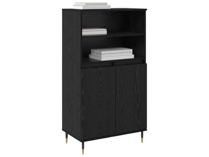 KTHLBRH Anrichte schwarz 60 x 36 x 110 cm Holz mehrschichtig 2 Türen, modernes Design, integrierte Regale, einfacher Zugang, für Wohnzimmer
