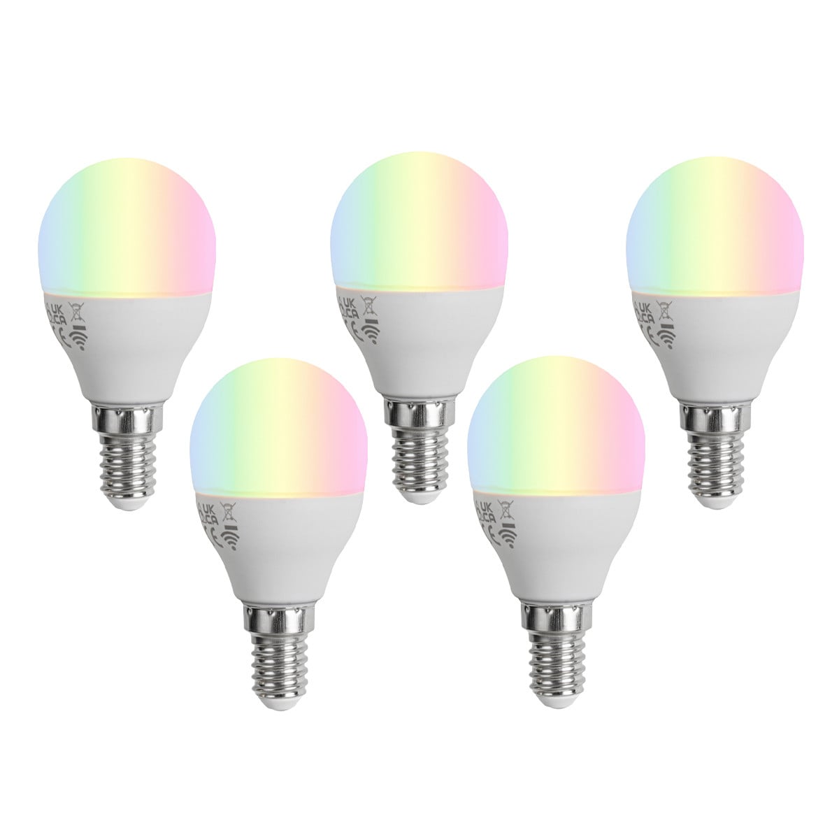Set van 5 LUUMR Smart E14 LED lampen G45 RGBW wit dimbaar