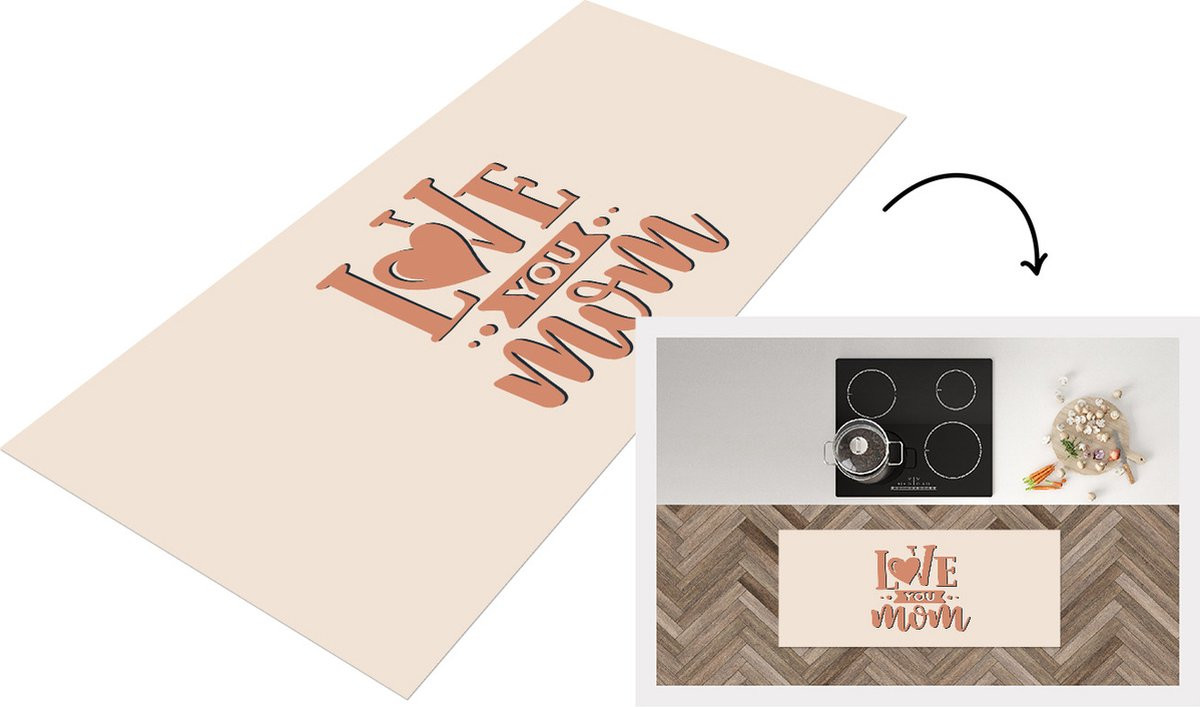 Keukenloper Vinyl met Quotes Love You Mom - 120 x 50 cm