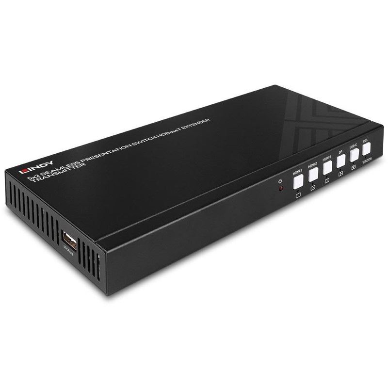 Lindy Extender Transmitter mit HDMI,DP,Typ-C Inputs HDBaseT