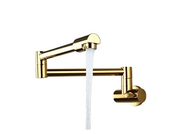 Klapphahn, Kupfer verchromt plattiert Einkaltes Küchenarmatur Universal Faltküche Wasserhahn Ausdehnung faltbarer Faltenhahn(Titanium Gold)