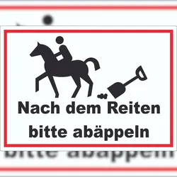 HB-Druck Bitte abäppeln Aufkleber Pferde, Reitplatz A1 (594x841mm)