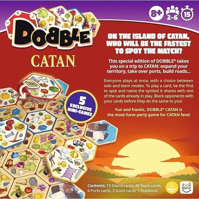 Dobble CATAN - Fast-Paced Family Card Game, Ages 6+, 5 Game Modes, CATAN-Themed, by Zygomatic