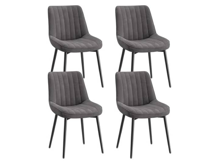 COLAMY Samt Esszimmerstühle 4er Set – Gepolsterte Stühle für Esszimmer & Küche mit Metallbeinen, Dickem Sitzpolster & Rutschfesten Füßen, Grau