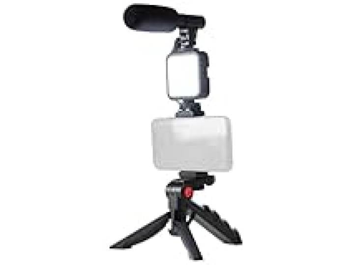 Onlan - PS-50 Pack Streaming – Trépied/Poignée, Pince Smartphone, Lampe, Microphone, Télécommande, Vlogging, Streaming, Beauté