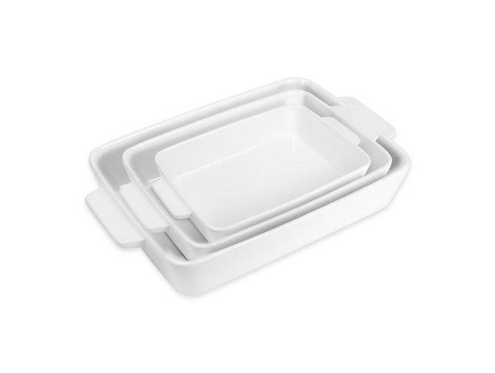 LuxusKollektion Auflaufform Auflaufform 3er-Set Keramik stapelbar mit Griff, Keramik, (1-St)